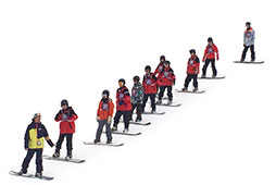 スノーボードを選択したほとんどの生徒が初挑戦